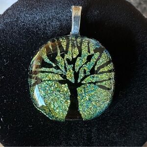Dichroic Glass Vintage Tree of Life Handmade Pendant